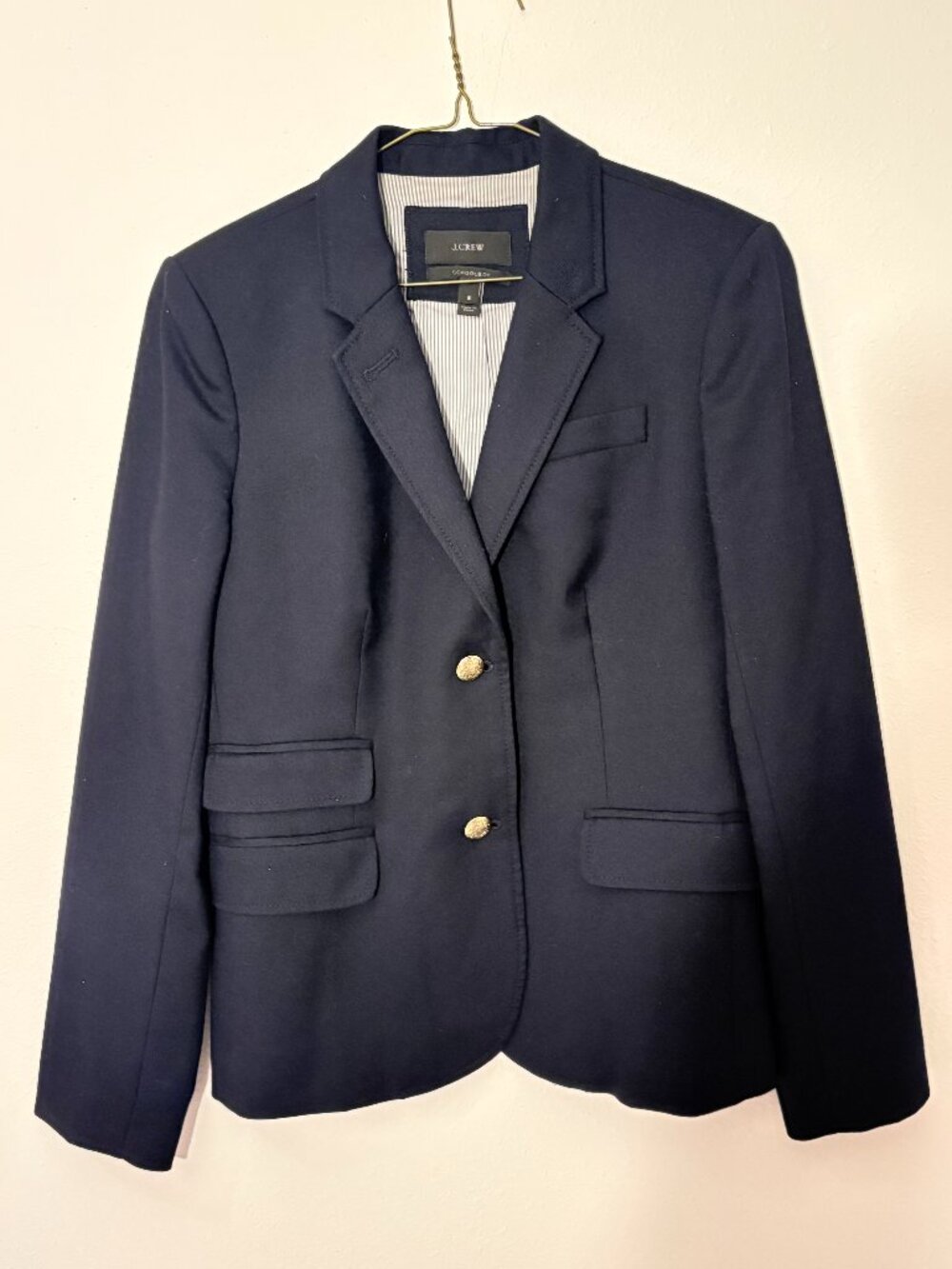 J.Crew Schoolboy Blazer Navy Gold Buttons Women’s Size 8